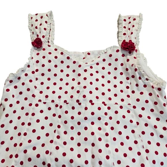 Pom Pom Red Polka Dot Dress Ruffles and Bows Girls Sz XL Girly - Picture 2 of 15
